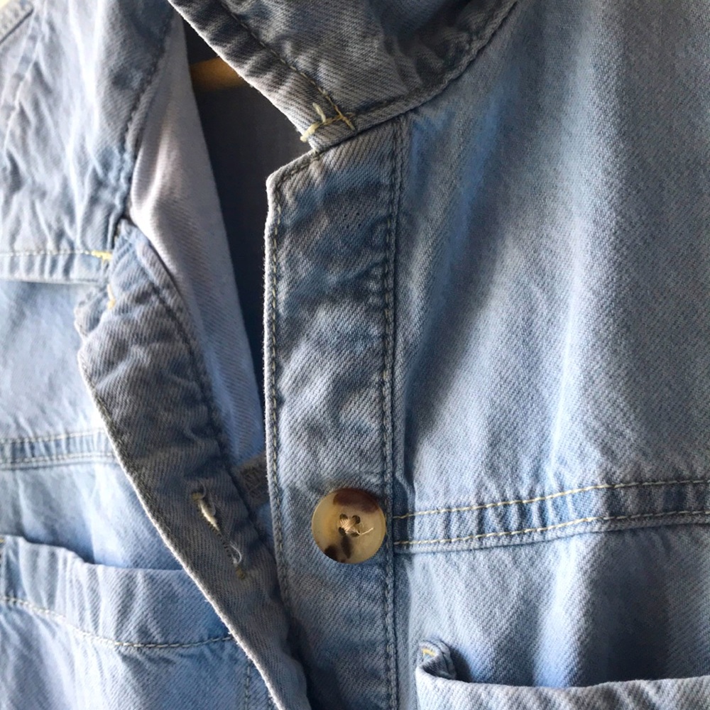 Rare Zara Light Wash Denim Jumpsuit L - Picture 5 of 13